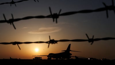 Munitions and B‑1B Lancer military aircraft at RAF Fairford airbase in the UK after a two-week ceasefire in the Iran war was announced. Reuters