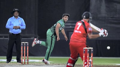 Fujairah's Ali Shan Sharafu bowls