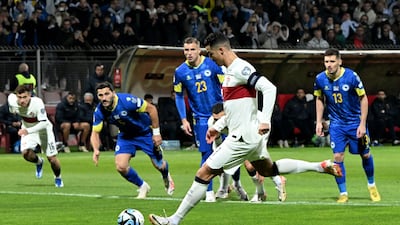Cristiano Ronaldo scores from the penalty spot. AFP