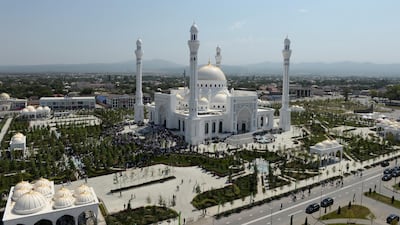 A mosque named after the Prophet Mohammed, the largest in Europe according to local authorities, is seen during an inauguration ceremony in the Chechen town of Shali, Russia. All photos by Reuters