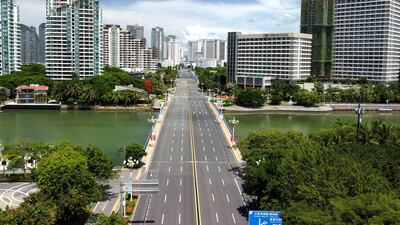 An empty road as Hainan in southern China is locked down after a Covid-19 outbreak. AFP