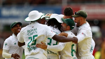 South Africa's Kagiso Rabada celebrates after catching out India's Virat Kohli to win the match. Reuters