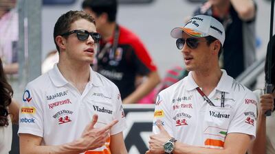 Paul Di Resta, left, and Adrian Sutil may or may not be Force India drivers next season. Diego Azubel / EPA