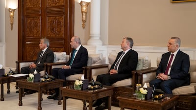 Members of the Jordanian leadership attend a meeting with President Sheikh Mohamed