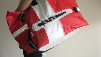 Bags made from kite surf sails.