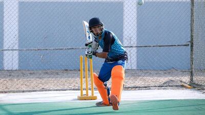 Mohammed Ali Mirza anticipates the ball during practice session. Victor Besa for The National