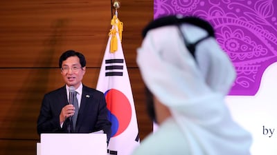 Korean ambassador Kangho Park addresses those in attendance. Chris Whiteoak / The National