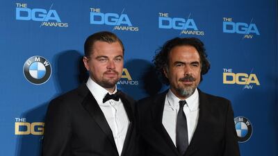 Alejandro Inarritu, right, with The Revenant star Leonardo DiCaprio. Valerie Macon / AFP photo