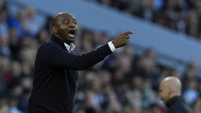 Crystal Palace's manager Patrick Vieira reacts. EPA