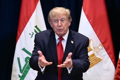 US President Donald Trump speaks during a Gulf Co-operation Council meeting on the sidelines of the UN General Assembly. AFP