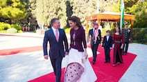 Queen Rania championed a Jordanian designer for the country's 70th Independence Day celebrations in 2016. Getty Images