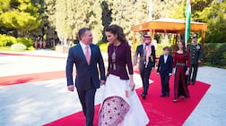 Queen Rania championed a Jordanian designer for the country's 70th Independence Day celebrations in 2016. Getty Images