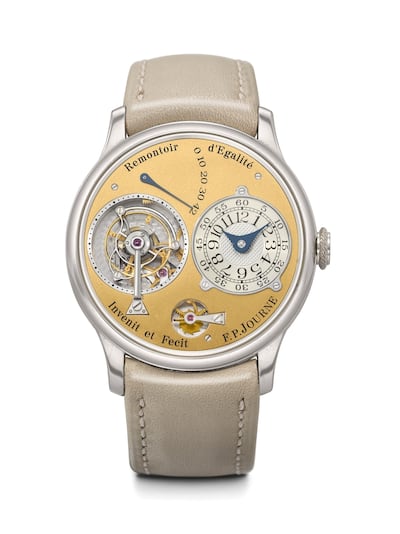A Tourbillon Souverain Ref T chronograph by FP Journe has an estimate of up to $1.3 million. Photo: Christie's