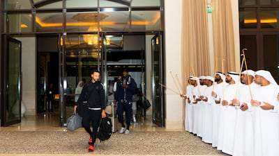 Team USA star Steph Curry is a given a traditional welcome in Abu Dhabi.