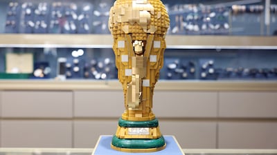 A World Cup trophy encrusted with 900 diamonds, created by jeweller Hemant Karamchandani of Passion Jewellers, at Dubai's Gold and Diamond Park. Chris Whiteoak / The National