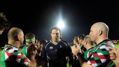 Paul Hart, centre, and the Jebel Ali Dragons have earned the respect of the Abu Dhabi Harlequins.