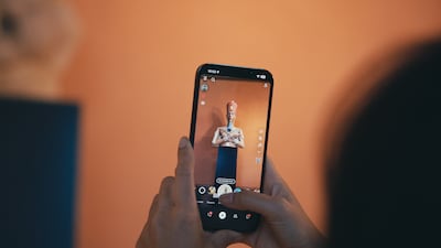 Tonal variation has been added back into the bust of Akhenaten through AR technology. Photo: Snap Inc