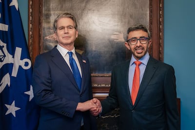 Sheikh Abdullah bin Zayed with US Secretary of the Treasury Scott Bessent. Photo: Wam