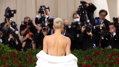 Kim Kardashian said, in order to protect the vintage dress, she is not wearing any of the body make-up she usually does. Reuters