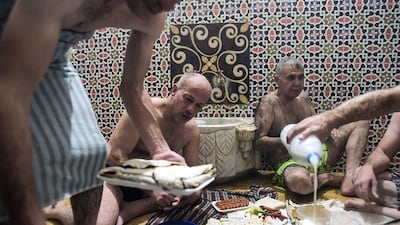 After a bath, it's time for lunch.