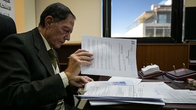President of Lebanon's supervisory commission for elections, retired judge Nadim Abdelmalak, at his office in Beirut, talks about how current lack of power and funding mean the department is unable to effectively observe the upcoming general election. All Photos: Elizabeth Fitt for The National.