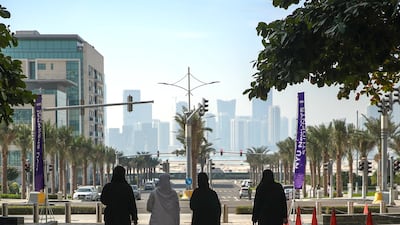 Students at NYU Abu Dhabi. The university shut its campus owing to the threat of Iranian attacks. Victor Besa / The National