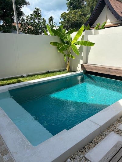 We enjoy the secluded villa swimming pool at Sala Choenmong Hotel. Photo: Christine Harding