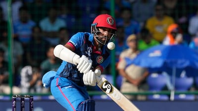 Afghanistan's captain Hashimatullah Shahidi plays a shot. AP