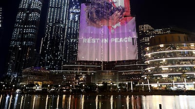 Images of Kobe Bryant and and his daughter Gianna appear on the Burj Khalifa. Getty Images