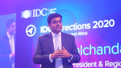 Jyoti Lalchandani, IDC's group vice president, discussing 2020 industry projections in Dubai on Thursday. Courtesy IDC