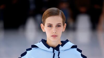 One of the deliberate 'glitches' in Loewe womenswear spring/summer 2023 show. Getty