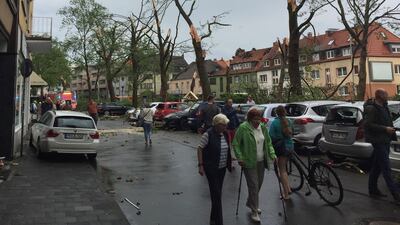 People walk through Paderborn after the tornado. Reuters