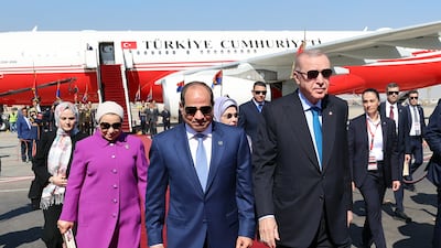 Egyptian President Abdel Fattah El Sisi met Turkish President Recep Tayyip Erdogan in Cairo. EPA