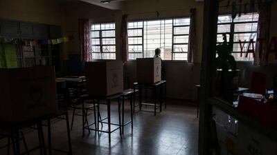 A polling station is seen during a national blackout in Rosario, Santa Fe, Argentina . Reuters