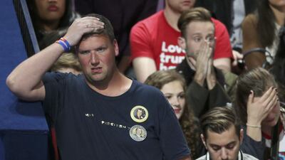 Supporters of US Democratic presidential nominee Hillary Clinton react at her election night rally in Manhattan. Lucy Nicholson / Reuters