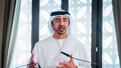 Minister of Foreign Affairs and International Cooperation Abdullah bin Zayed Al Nahyan taking part in the Negev summit in the Israeli kibbutz of Sde Boker. WAM