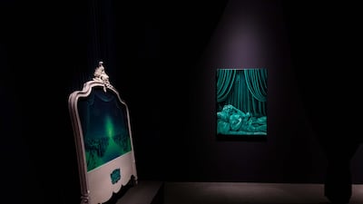 Among the highlights of the collection is Fantome Fete (left), which was produced on an antique wooden headboard