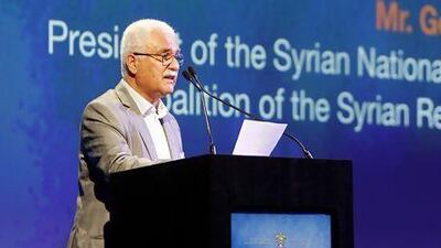 President of the Syrian National Council George Sabra during the Partnership To Invest In Future Syria press conference at Madinat Jumeirah, Dubai on the 21st November 2012. Jake Badger for The National