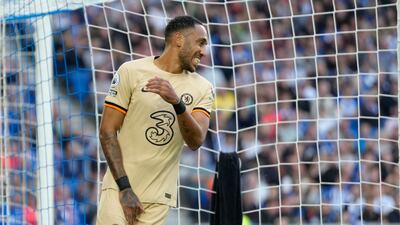 Pierre-Emerick Aubameyang after missing an opportunity to score at Brighton. AP