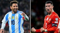 Argentina's Lionel Messi and Cristiano Ronaldo of Portugal. Photos: Getty images