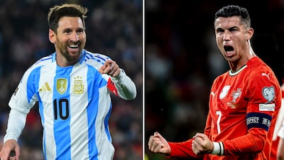 Argentina's Lionel Messi and Cristiano Ronaldo of Portugal. Photos: Getty images