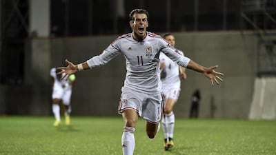 Wales forward Gareth Bale celebrates after scoring against Andorra on Tuesday night in their Euro 2016 qualifier. Pascal Pavani / AFP / September 9, 2014