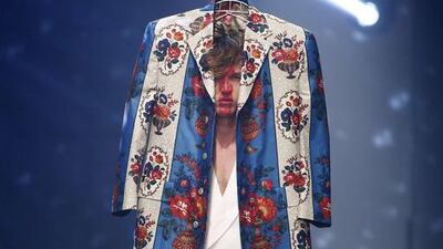 A model presents a creation by Vivienne Westwood during the 2016 Spring/Summer ready-to-wear collection fashion show, on October 3, 2015 in Paris. AFP PHOTO / PATRICK KOVARIK