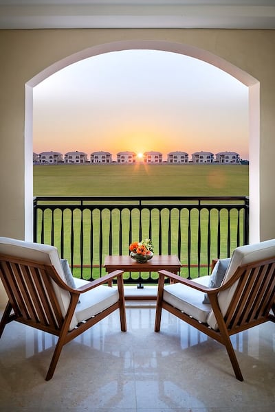 View from the terrace of one of the Deluxe rooms. Photo: Al Habtoor Polo Resort
