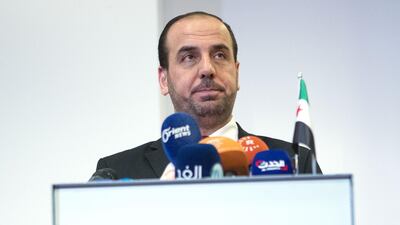 Nasr Hariri, head of the Syria Negotiation Commission representing opposition groups, addresses a press conference in Vienna on January 24, 2018. He insisted on February 2 that the UN should be in charge of a constitution amendment committee proposed at a peace congress in Russia's Black Sea resort of Sochi on January 29-30. Alex Halada / AFP