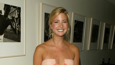 Ivanka Trump, wearing a two-tone peach halter neck dress over jeans, attends a screening of 'Dr Strangelove' in New York City on August 5, 2004. Getty Images