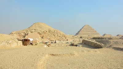 The Saqqara Saite Tombs Project excavation area, overlooking the pyramid of Unas and the step pyramid of Djoser north-facing, is seen south of Cairo. Reuters