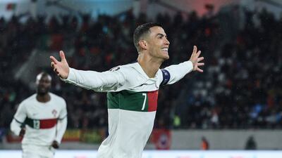 Portugal`s Cristiano Ronaldo celebrates after opening the scoring. EPA