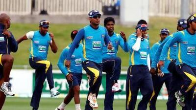 Members of the Sri Lankan team training.