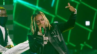 Lil Durk performs at the BET Awards. AP
